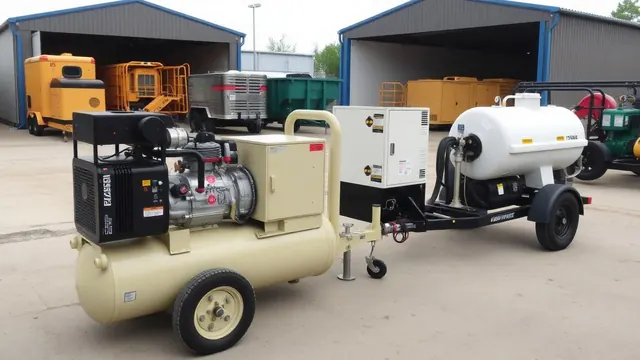 Portable diesel compressor, generator set and pressure vessel in an equipment sales yard