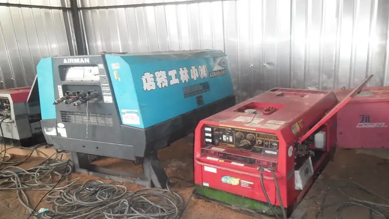 Welding machines and diesel generators staged on site for mobilisation